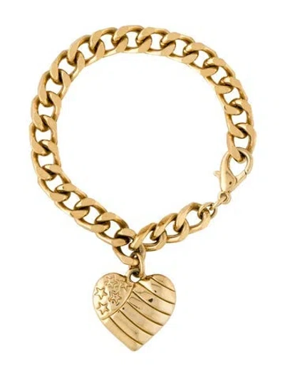 Pre-owned St John U.s.a. Heart Charm Bracelet, 6.5" In Multi