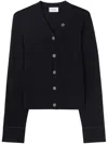 St John Merino Knit V-neck Cardigan In Black