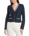 St John St. John V-neck Four Button Jacket In Blue