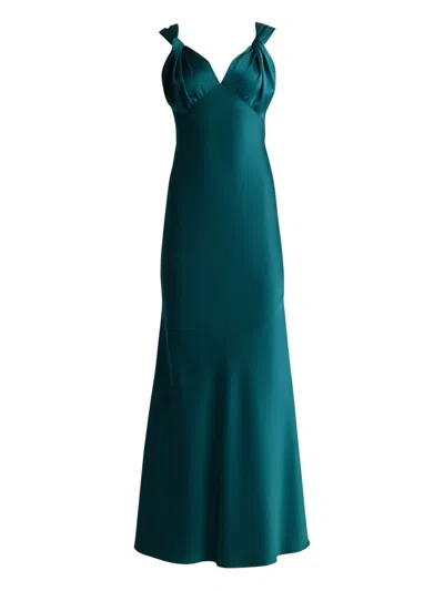 St John St. John Liquid Satin Gown In Green