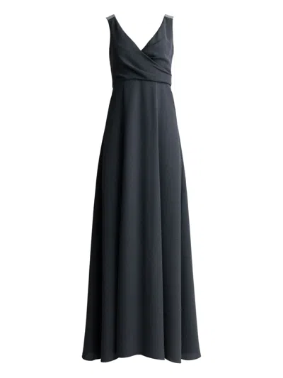St John V-neck Maxi Dress In Gray