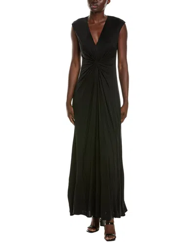 St John St. John V-neck Silk Gown In Black
