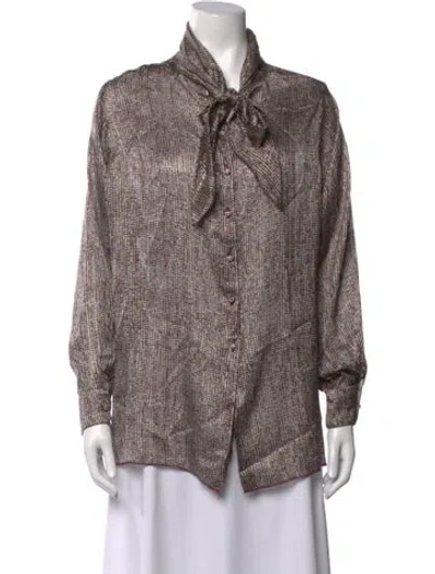 Pre-owned St John Vintage 1980's Blouse In Burgundy/grey