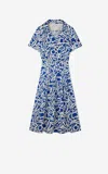 St John St. John Collection Vintage Botanical Cutout Short Sleeve Midi Dress In Saiv