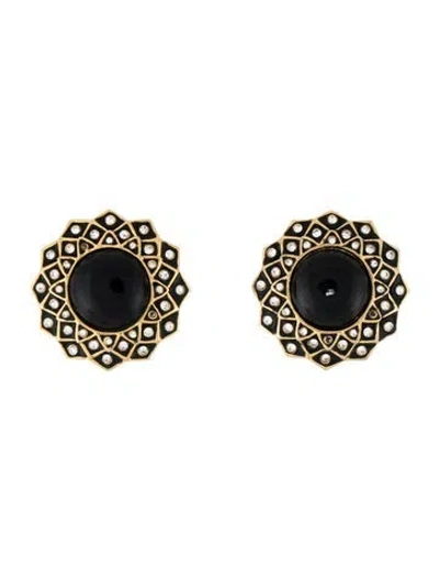 Pre-owned St John St. John Vintage Crystal & Faux Pearl Clip-on Earrings In Multicolor