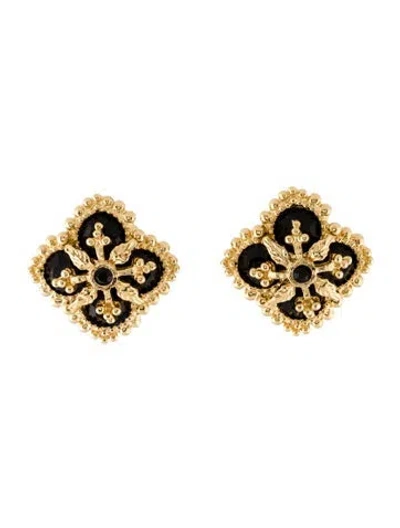 Pre-owned St John Vintage Crystal Clip-on Earrings In Black