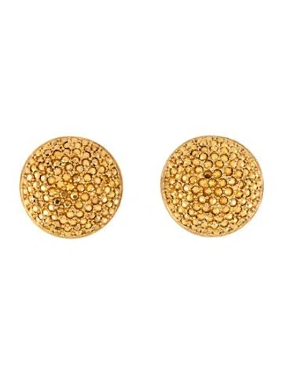Pre-owned St John Vintage Crystal Dome Clip-on Earrings In Gold