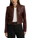 St John Vintage Edge Leather Jacket In Redwood