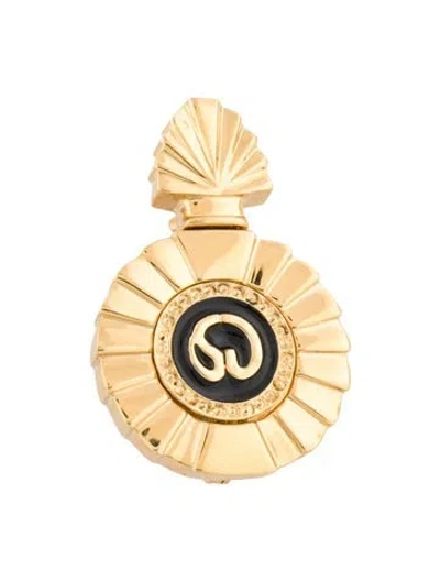 Pre-owned St John Vintage Enamel Logo Perfume Bottle Brooch In Black