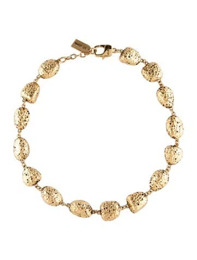 Pre-owned St John Vintage Enamel Textured Nugget Station Necklace, 20.5" In Black