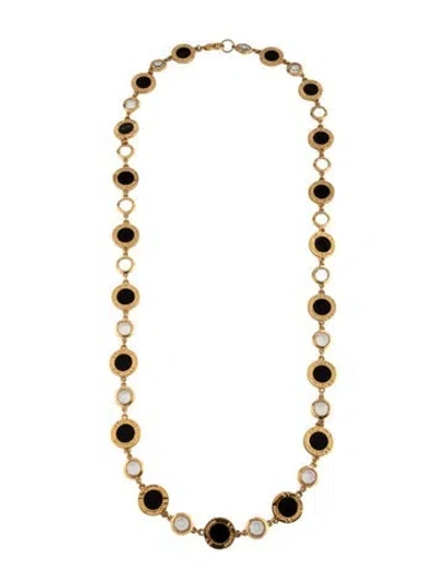 Pre-owned St John Vintage Faceted Resin & Crystal Station Necklace, 40.5" In Black/clear