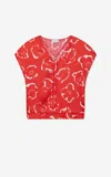 St John Vintage Floral Print Top In Red