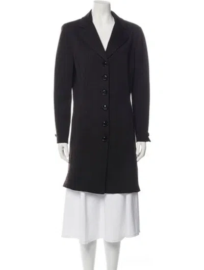 Pre-owned St John Vintage Houndstooth Print Coat In Black