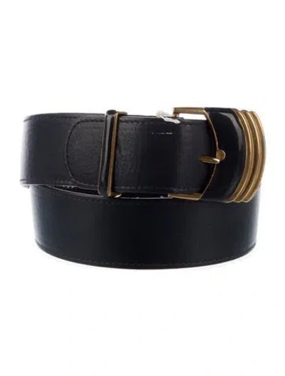 Pre-owned St John Vintage Leather Belt In Black
