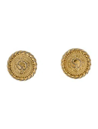 Pre-owned St John Vintage Logo Stud Clip-on Earrings In Multi