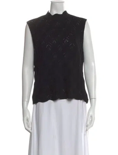Pre-owned St John Vintage Mock Neck Top In Black