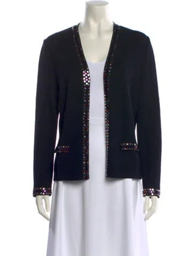 Pre-owned St John Vintage Open Front Sweater In Blue