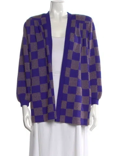 Pre-owned St John Vintage Plaid Print Sweater In Blue