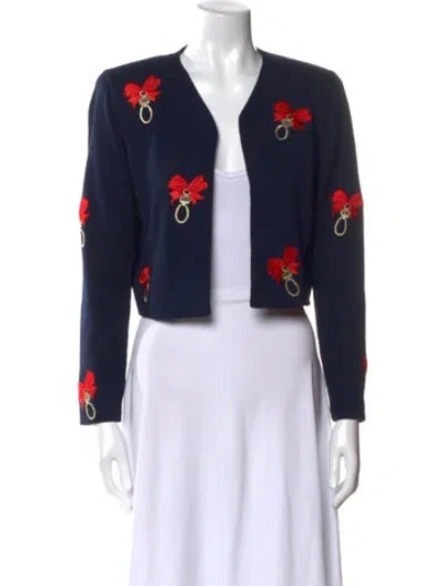 Pre-owned St John Vintage Printed Sweater In Blue