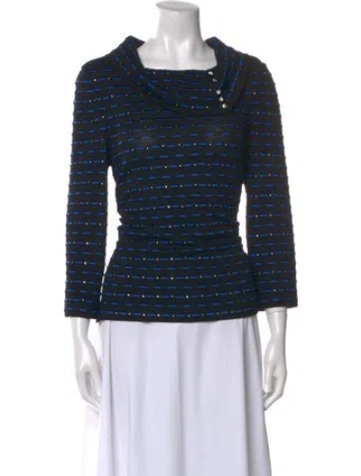 Pre-owned St John Vintage Printed Top In Black