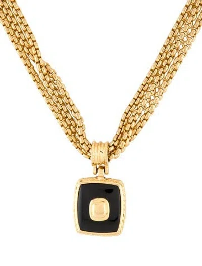 Pre-owned St John Vintage Resin Multistrand Pendant Necklace, 18", 18" In Black