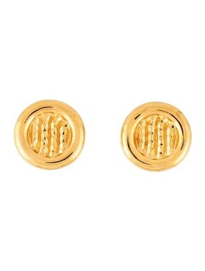 Pre-owned St John Vintage Ridged Circle Clip-on Earrings In Multicolor