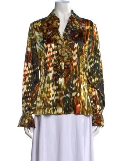 Pre-owned St John Vintage Silk Blouse In Black
