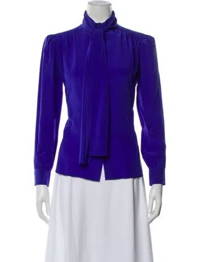 Pre-owned St John Vintage Silk Blouse In Blue