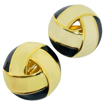 Pre-owned St John Vintage St. John Gold Plated Enamel Designer Clip On Earrings In Multi
