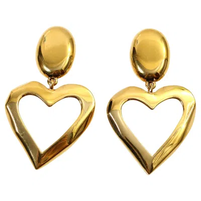 Pre-owned St John Vintage St. John Gold Tone Clip-on Dangling Heart Earrings, Circa 1990s In Multi
