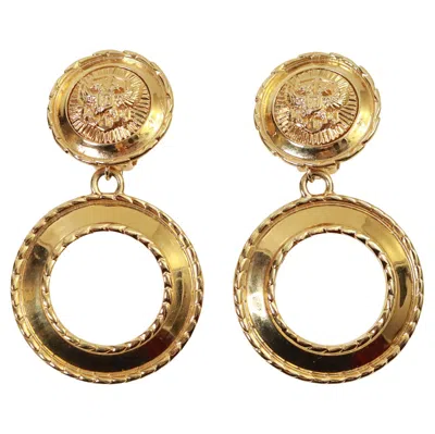 Pre-owned St John Vintage St. John Gold Tone Clip-on Hoop Earrings, Circa 1980s In Multi
