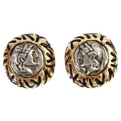 Pre-owned St John Vintage St. John Gold Tone Roman Coin Clip-on Earrings, Circa 1990s In Multi
