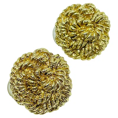 Pre-owned St John Vintage  Signed Gold Plated Designer Clip On Earrings In Multi