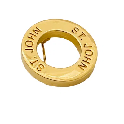 Pre-owned St John Vintage  Signed Gold Tone Designer Brooch In Multi