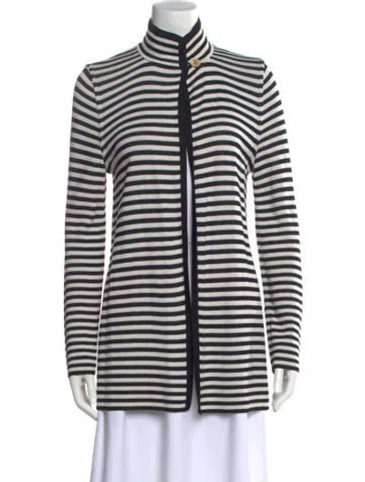 Pre-owned St John Vintage Striped Sweater In Black