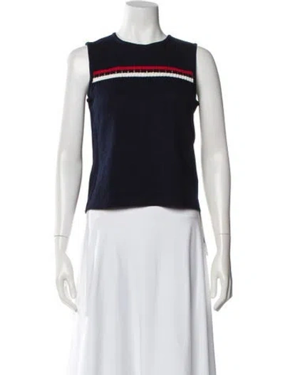 Pre-owned St John Vintage Striped Top In Blue