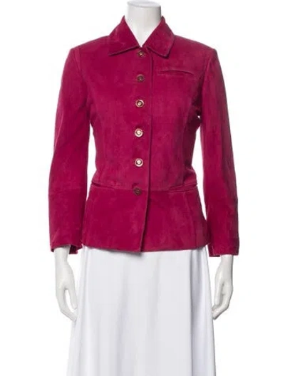 Pre-owned St John Vintage Suede Denim Jacket In Pink