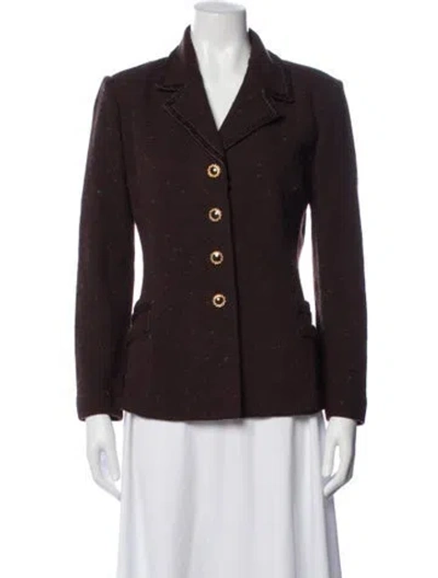 Pre-owned St John Vintage Tweed Pattern Blazer In Brown