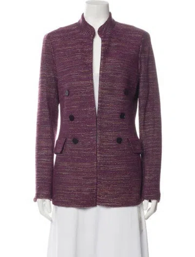 Pre-owned St John Vintage Tweed Pattern Blazer In Purple