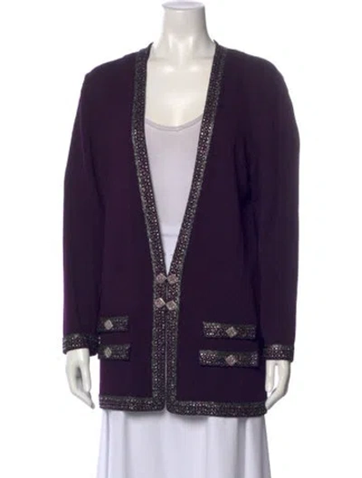 Pre-owned St John Vintage V-neck Sweater In Purple