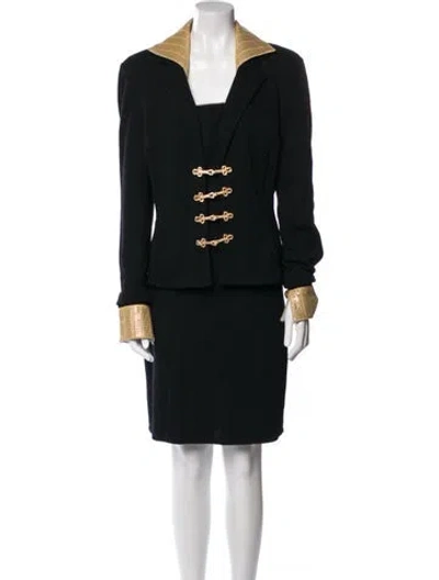 Pre-owned St John Vintage Wool Skirt Set In Black