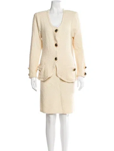Pre-owned St John Vintage Wool Skirt Set In Neutral