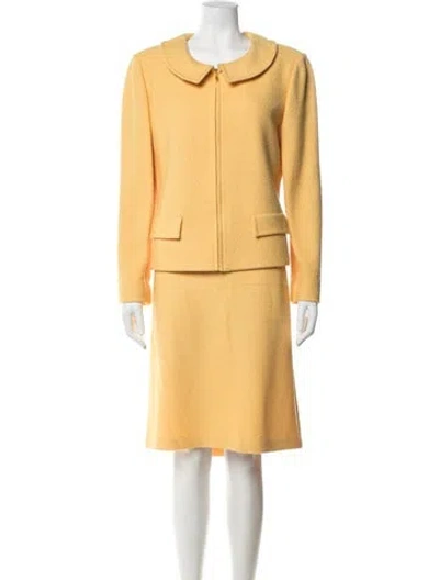 Pre-owned St John Vintage Wool Skirt Set In Yellow