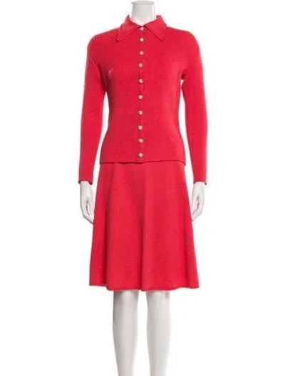 Pre-owned St John Vintage Wool Skirt Suit In Pink