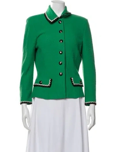 Pre-owned St John Virgin Wool Evening Jacket In Green