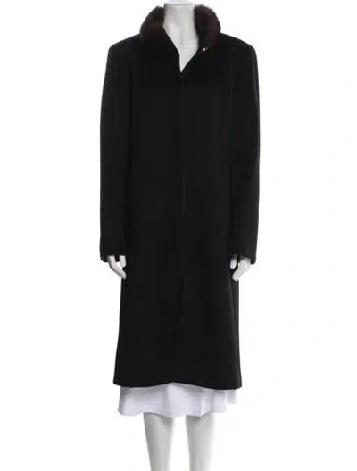 Pre-owned St John Virgin Wool Fur Coat In Blue