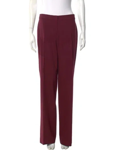 Pre-owned St John Virgin Wool Straight Leg Pants In Burgundy