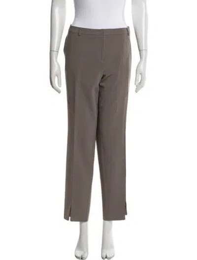 Pre-owned St John Virgin Wool Straight Leg Pants In Gray