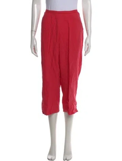 Pre-owned St John Virgin Wool Straight Leg Pants In Red