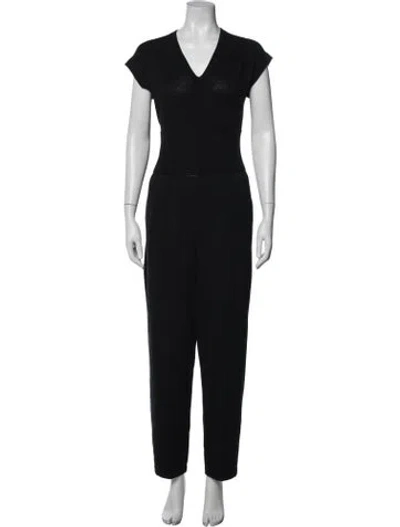 Pre-owned St John V-neck Jumpsuit In Black